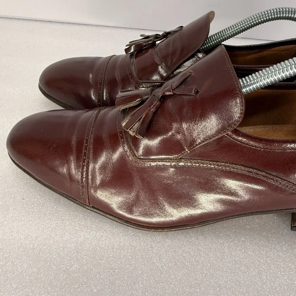 Jonathan Richards Oxford Shoes Men 9 Cordovan Leather Tasseled Slip On Cap Toe